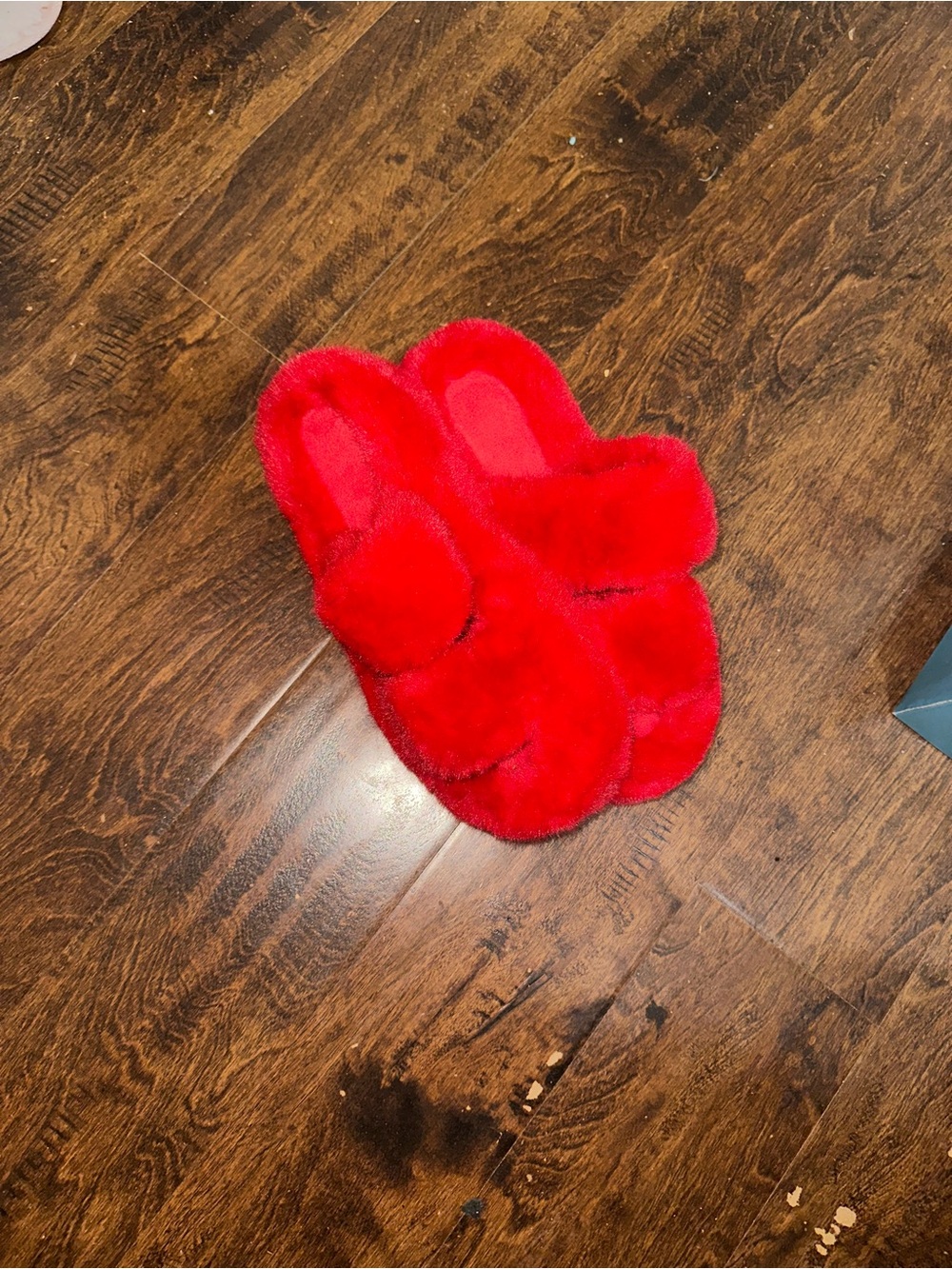 Red Furry Slide Slippers - Picture 5 of 11